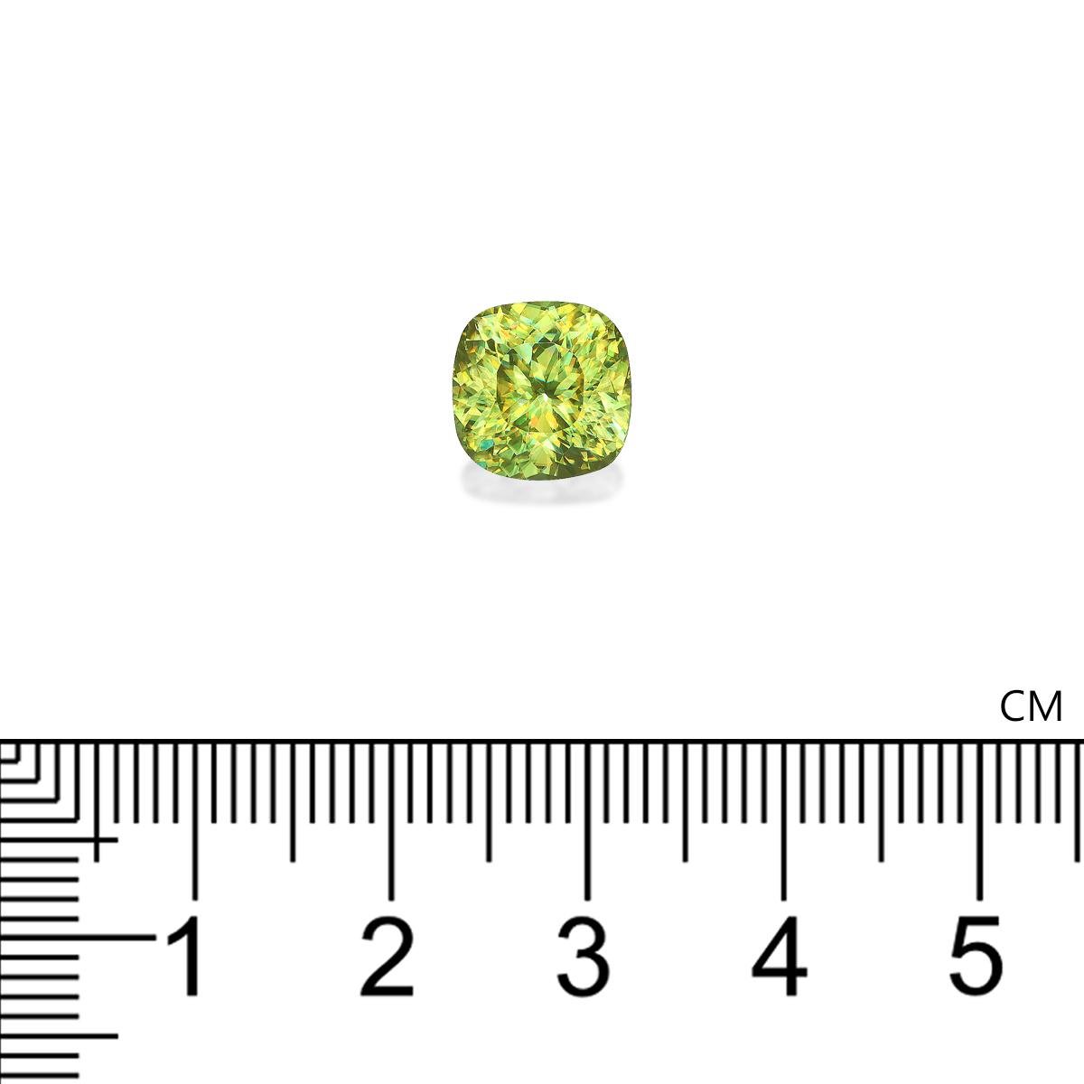 lime green sphene, 4.16ct cushion cut — view 4