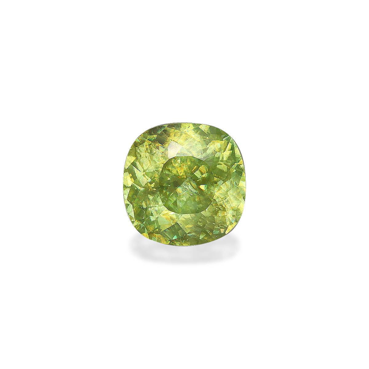lime green sphene, 3.15ct cushion cut — main view