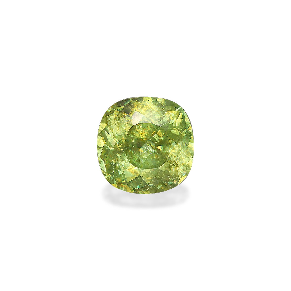 lime green sphene, 3.15ct cushion cut — main view