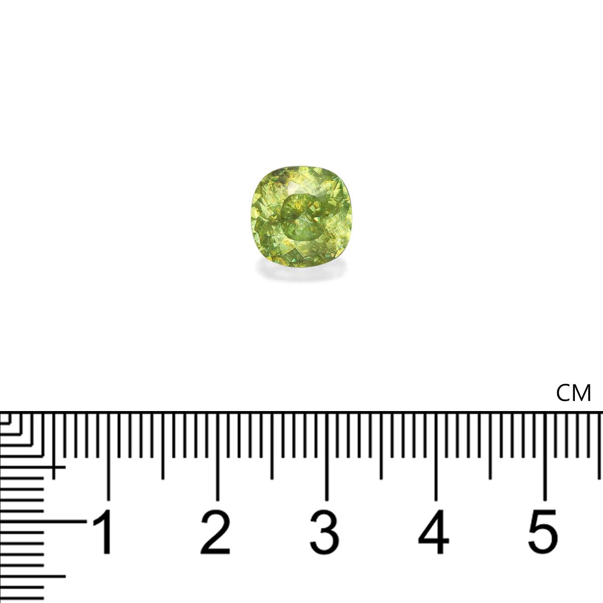 lime green sphene, 3.15ct cushion cut — view 4