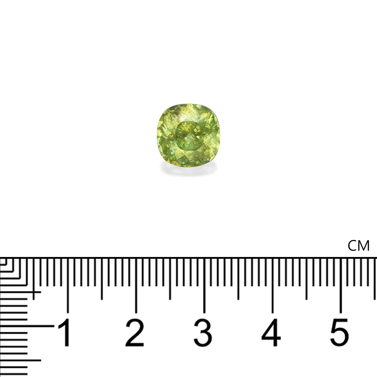 lime green sphene, 3.15ct cushion cut — view 4