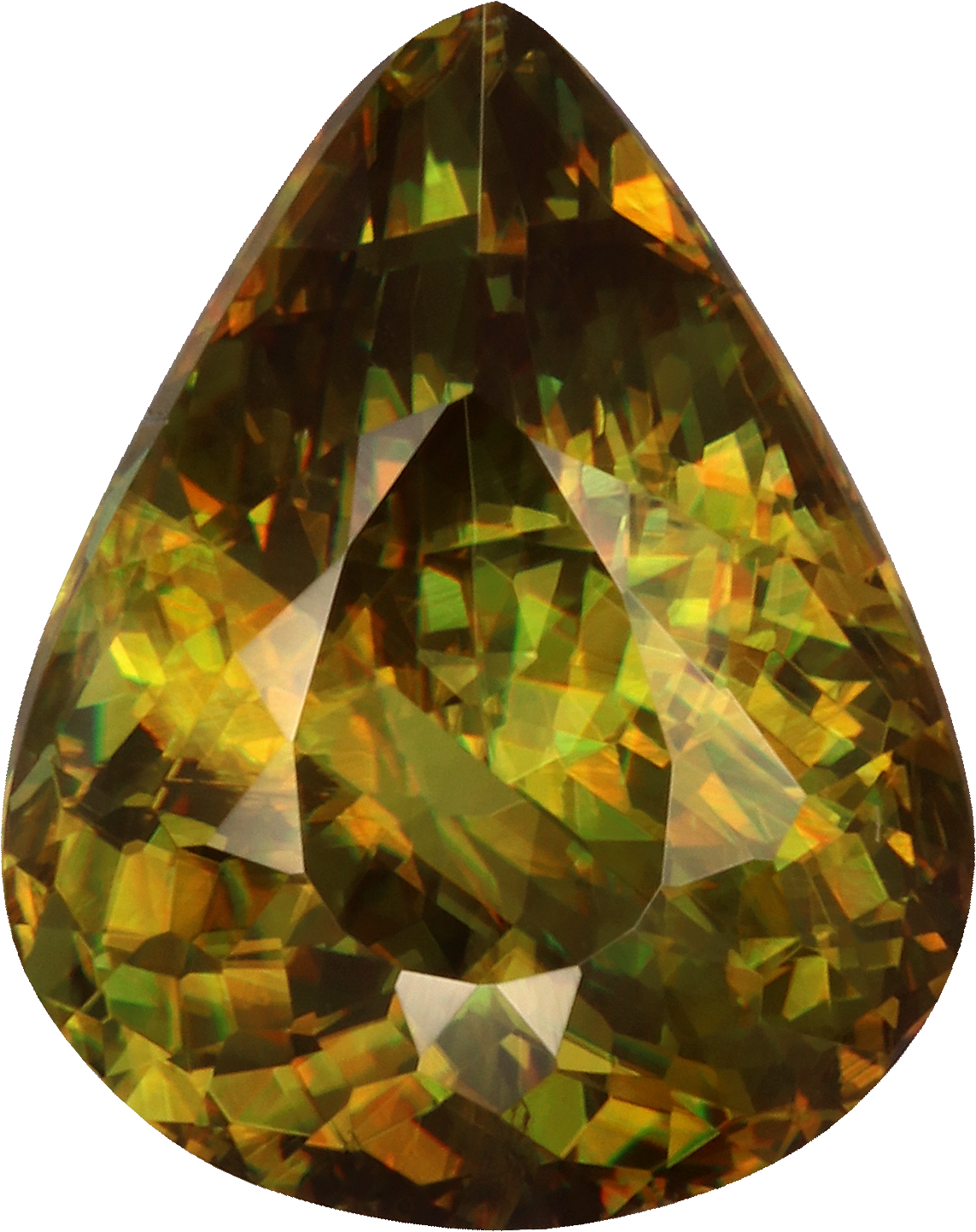 Pear cut sphene, 10.73 by 8.45 mm, shown at actual size