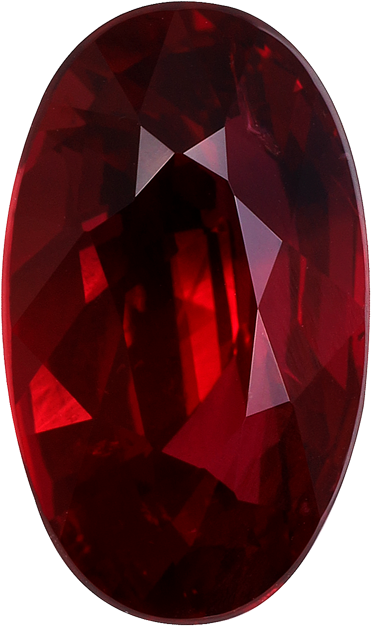 Oval cut mozambique ruby, 11.15 by 6.58 mm, shown at actual size