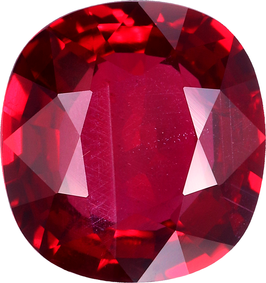 Pear cut mozambique ruby, 7.92 by 7.51 mm, shown at actual size