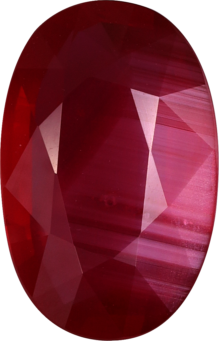 Oval cut mozambique ruby, 11.6 by 7.47 mm, shown at actual size