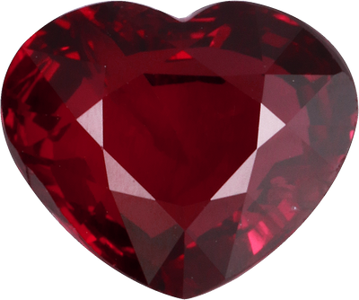 Heart cut mozambique ruby, 6.63 by 7.92 mm, shown at actual size