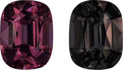 Cushion cut spinel, 9.1 by 7 mm, shown at actual size