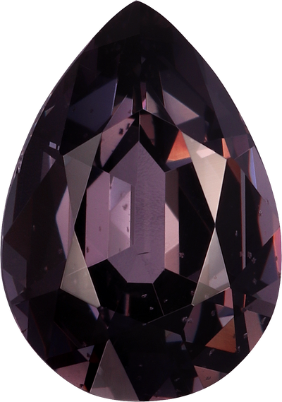 Pear cut purple spinel, 8.89 by 6.26 mm, shown at actual size