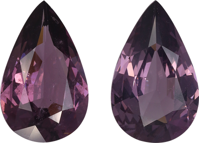Pear cut purple spinel, 12.75 by 8.02 mm, shown at actual size