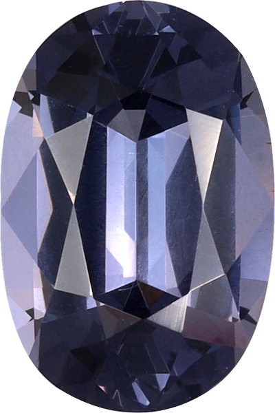 Oval cut blue spinel, 9.09 by 6.07 mm, shown at actual size