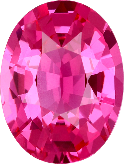 Oval cut pink spinel, 9.11 by 6.84 mm, shown at actual size