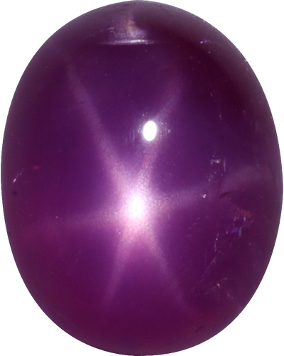Oval cut star ruby, 8.01 by 6.31 mm, shown at actual size
