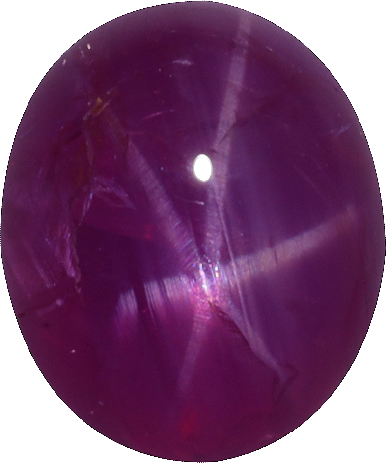Oval cut star ruby, 8.15 by 6.82 mm, shown at actual size