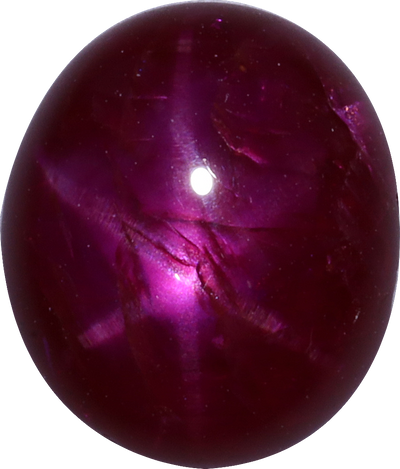 Oval cut star ruby, 8.89 by 7.54 mm, shown at actual size