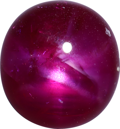Round cut star ruby, 8.93 by 8.36 mm, shown at actual size