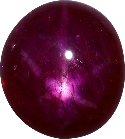 Oval cut star ruby, 9.3 by 8.38 mm, shown at actual size