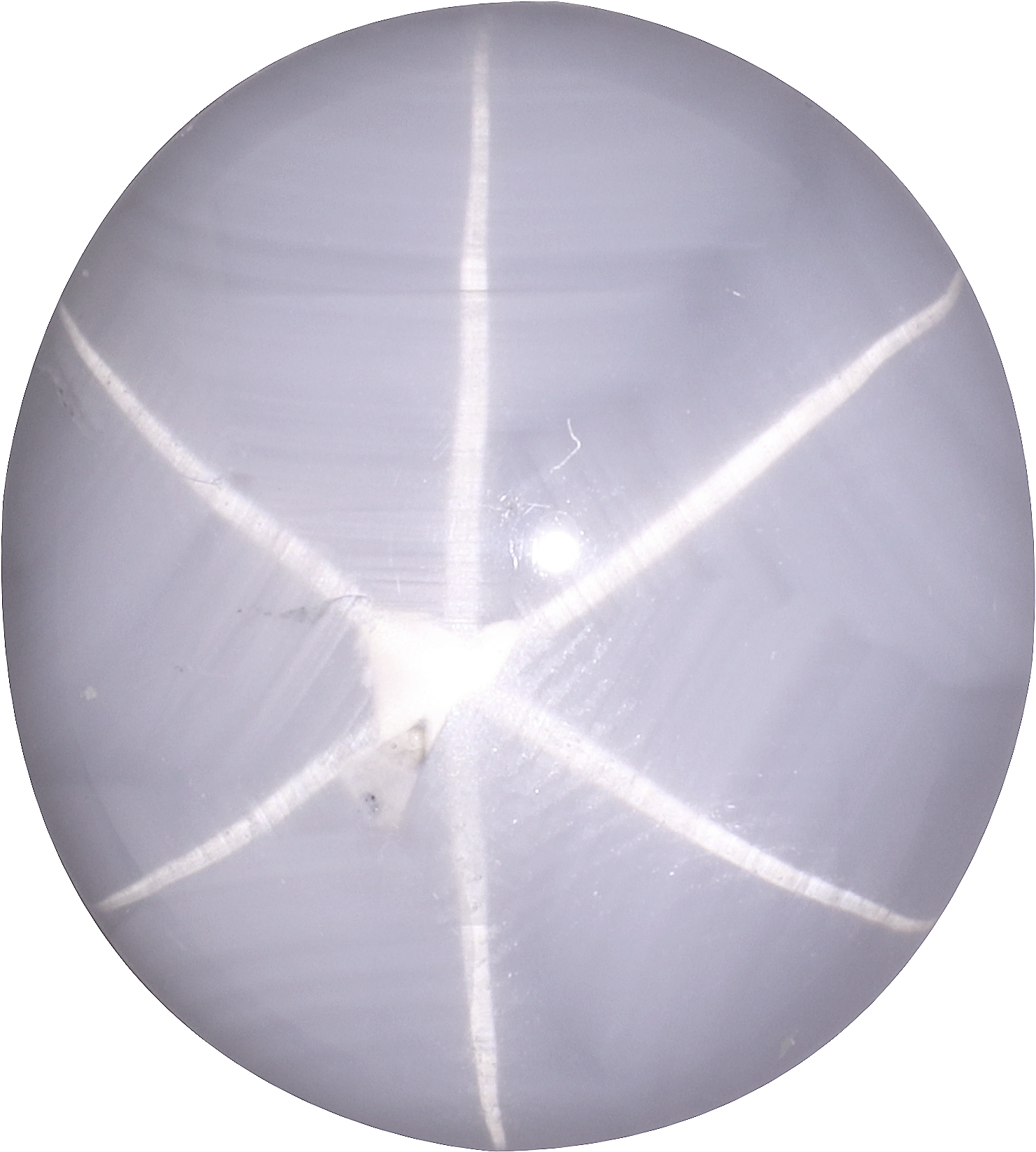 Oval cut star sapphire, 18.41 by 16.73 mm, shown at actual size