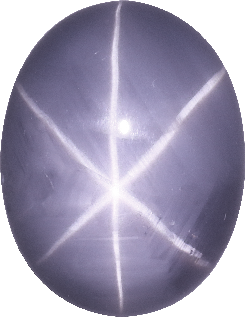 Oval cut star sapphire, 13.9 by 10.8 mm, shown at actual size