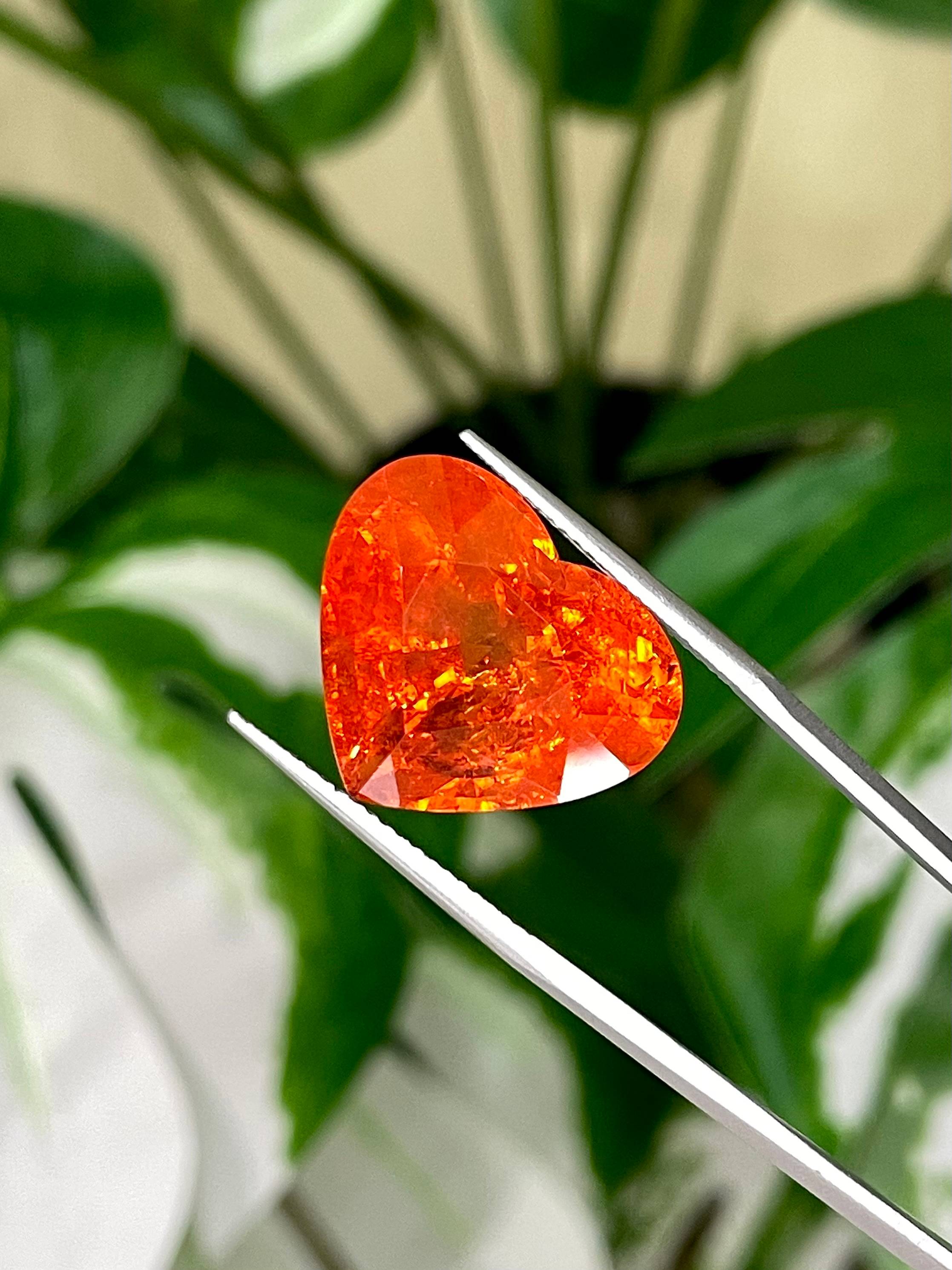orange spessartite garnet, 25.73ct heart cut — view 5