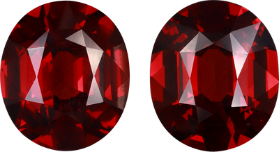 Oval cut spessartite garnet, 16.8 by 14.3 mm, shown at actual size