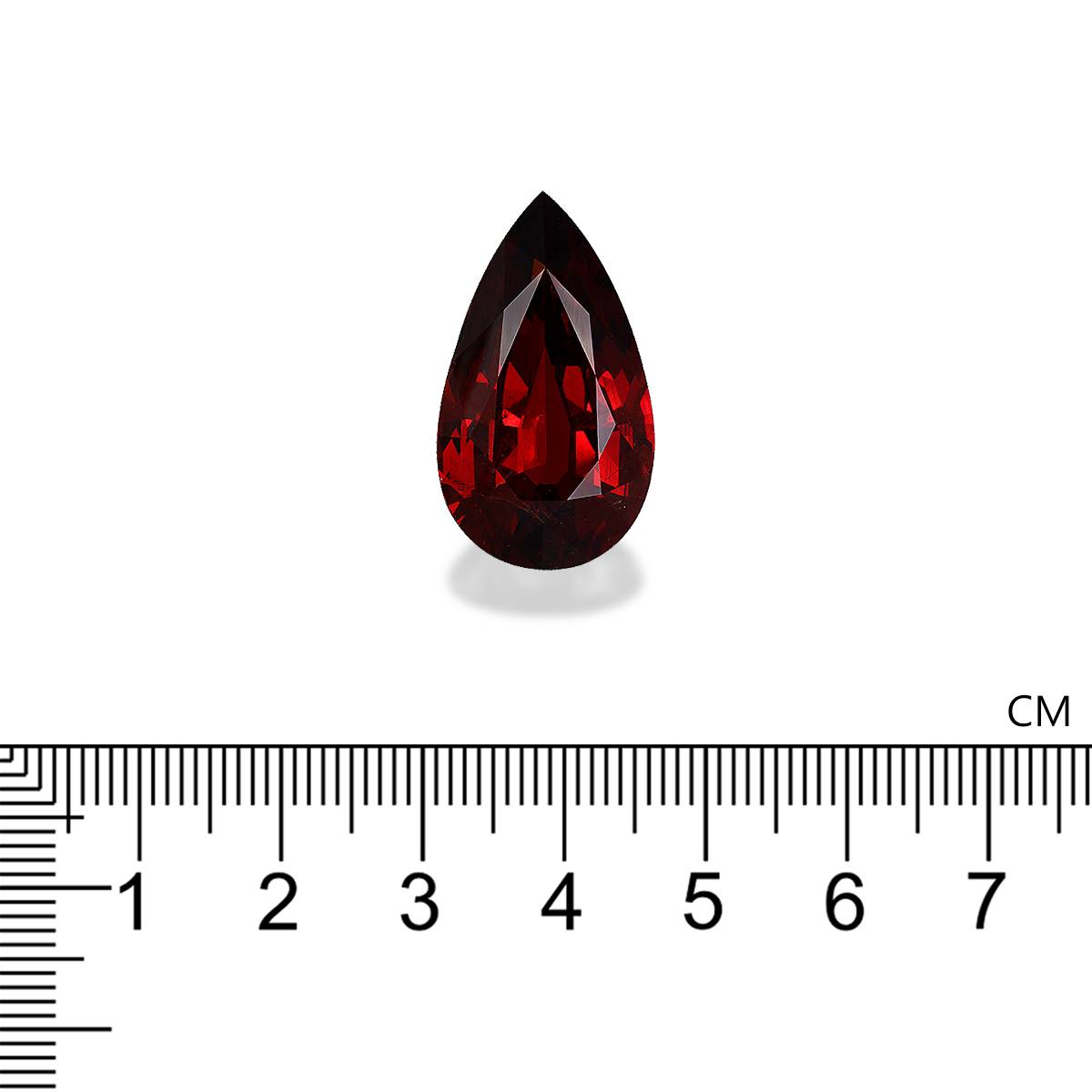 scarlet red spessartite garnet, 27.07ct pear cut — view 4