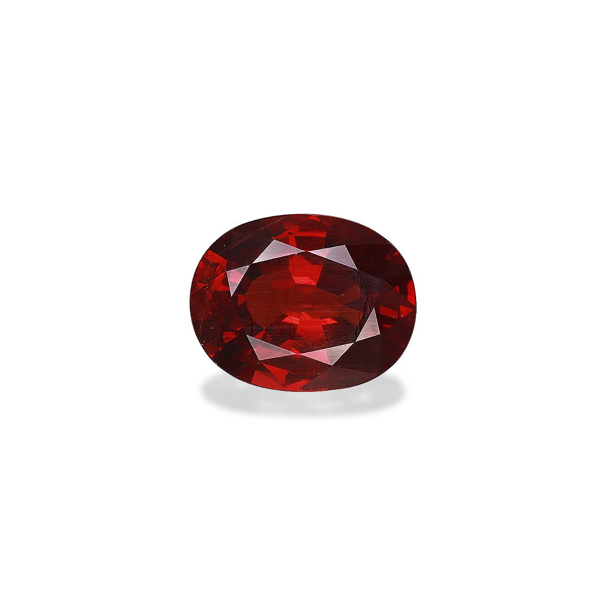 scarlet red spessartite garnet, 7.02ct oval cut — main view