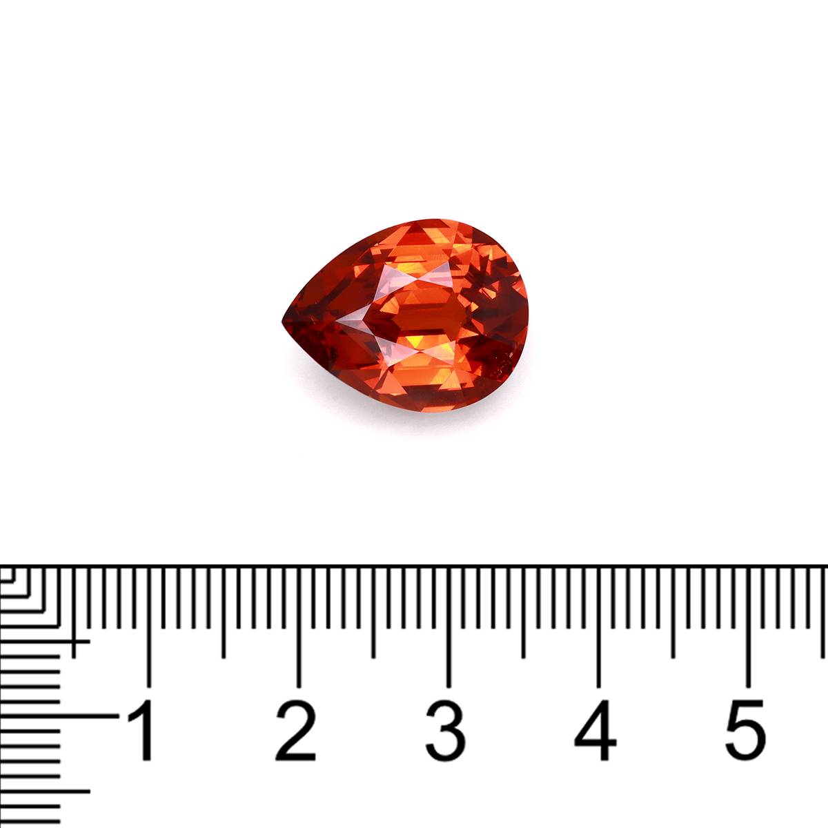 fire orange spessartite garnet, 11.49ct pear cut — view 4