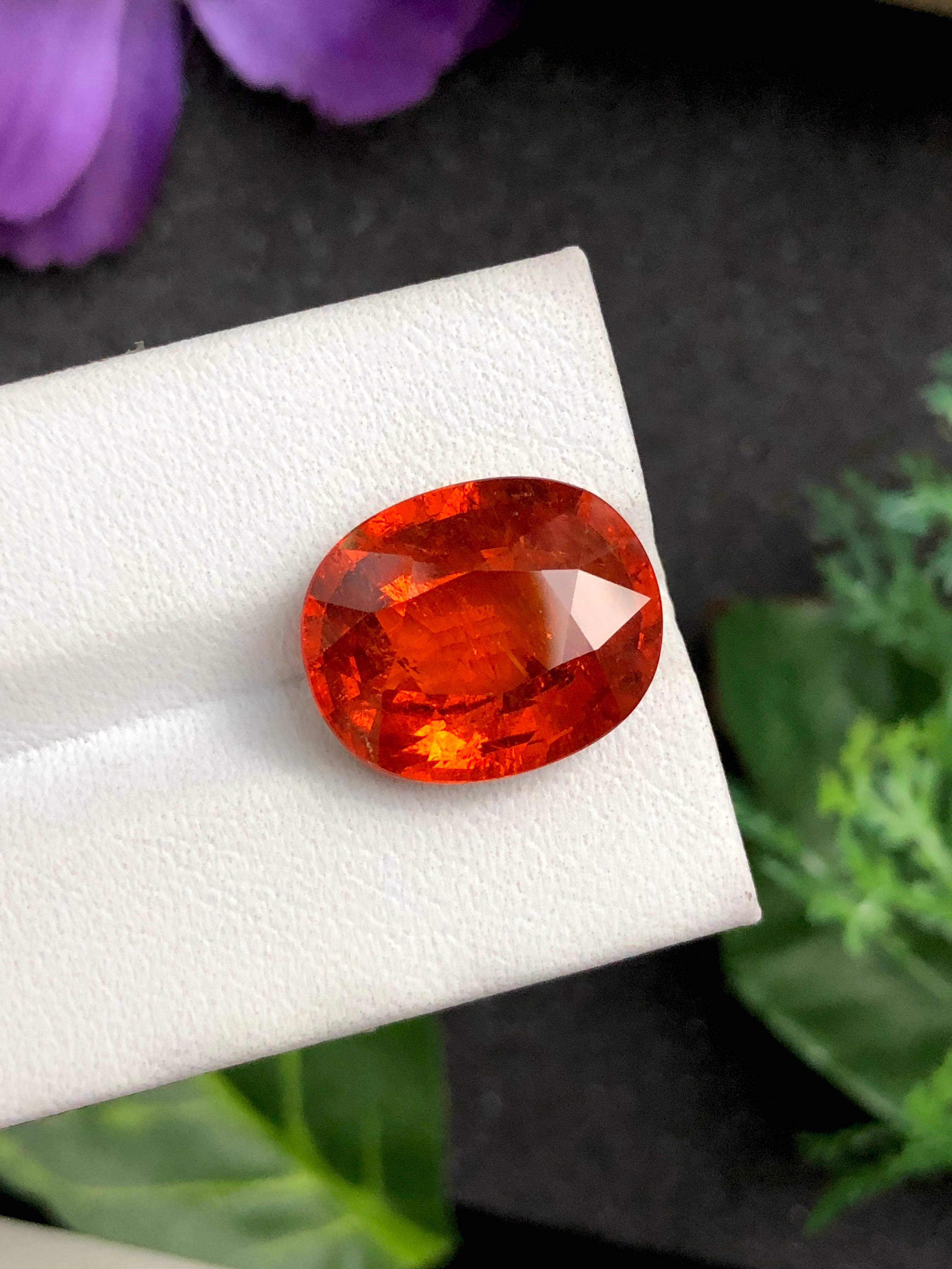 mandarin orange spessartite garnet, 15.24ct oval cut — view 5