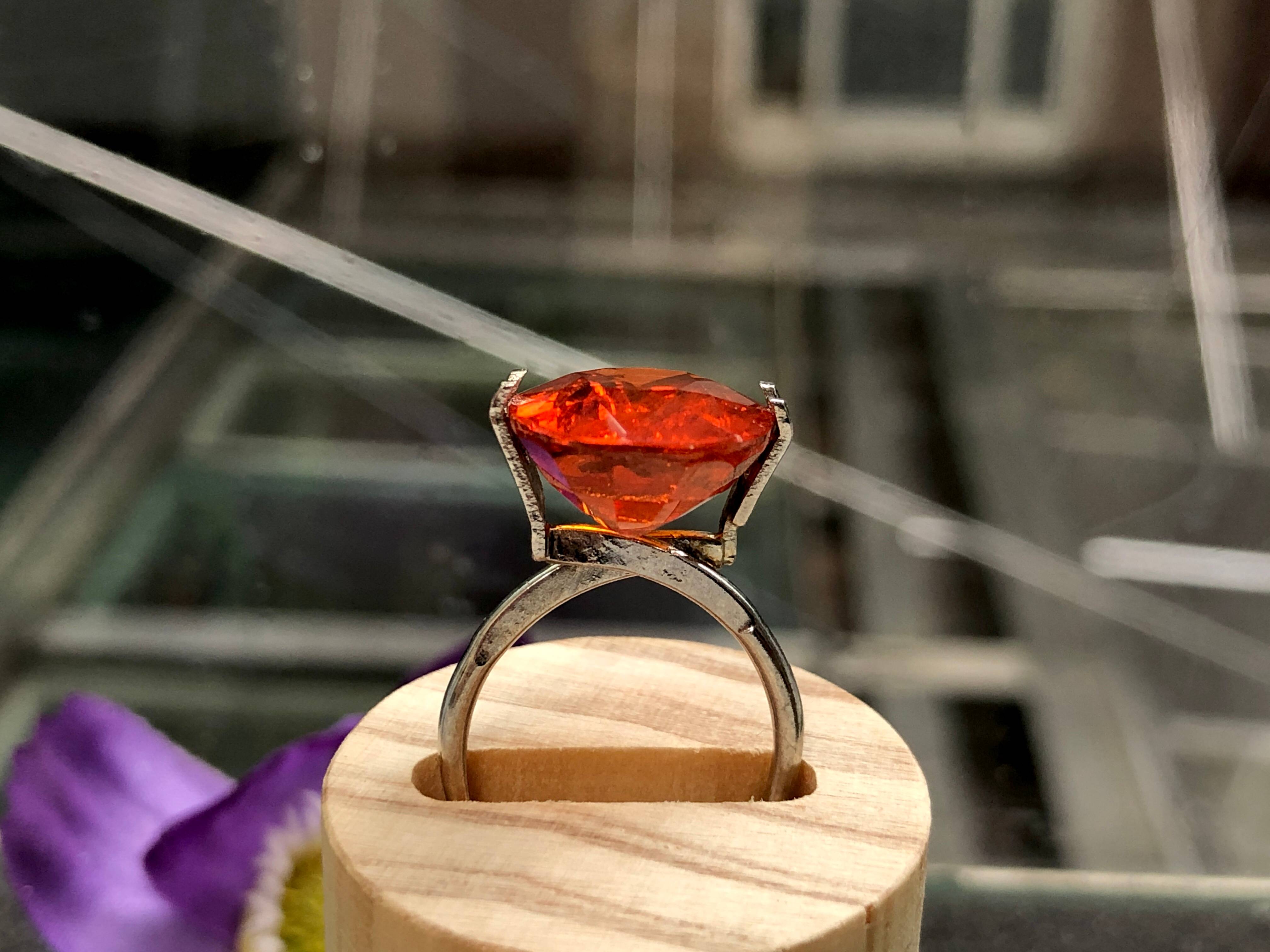 mandarin orange spessartite garnet, 15.24ct oval cut — view 7