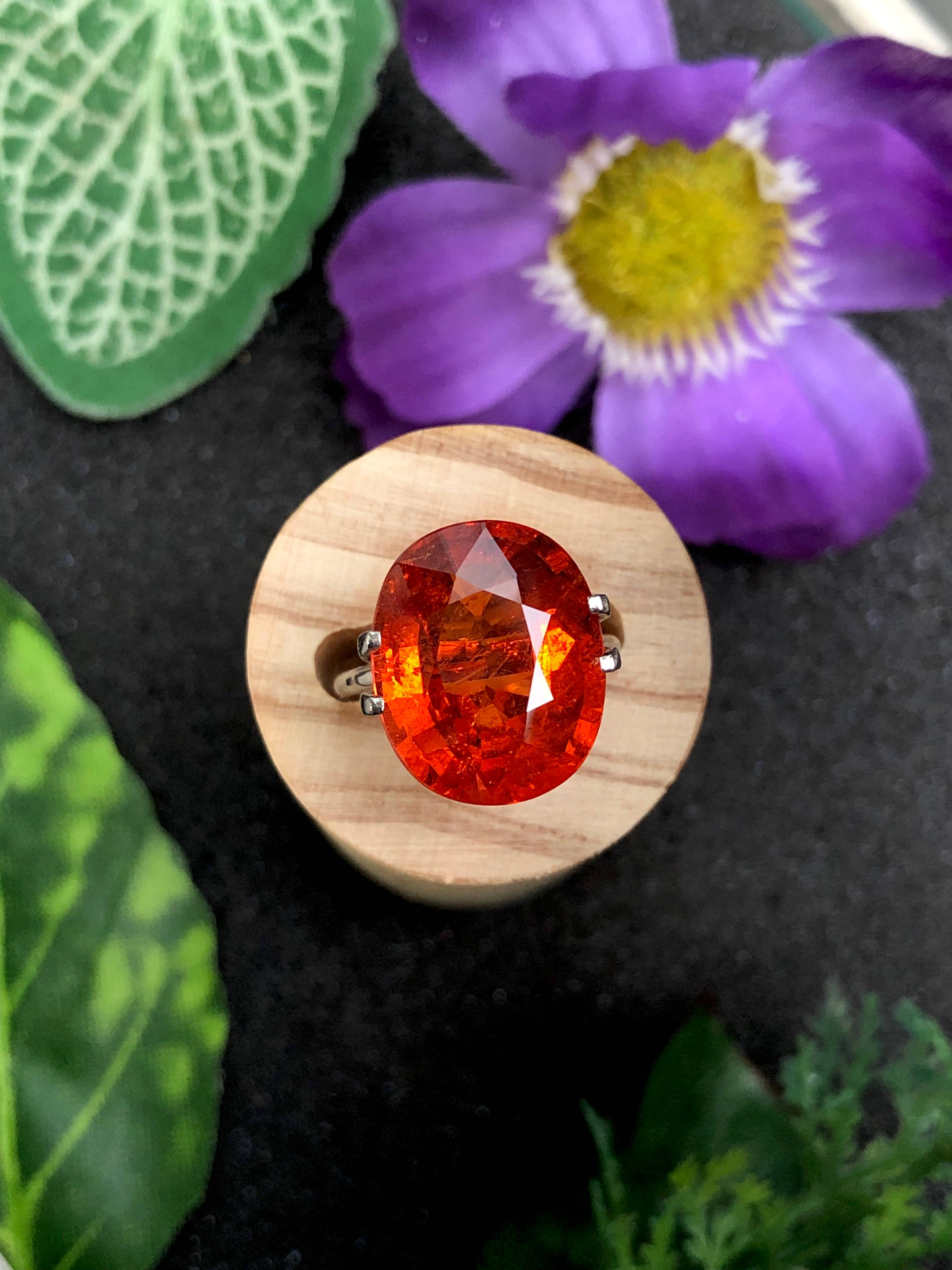 mandarin orange spessartite garnet, 15.24ct oval cut — view 8