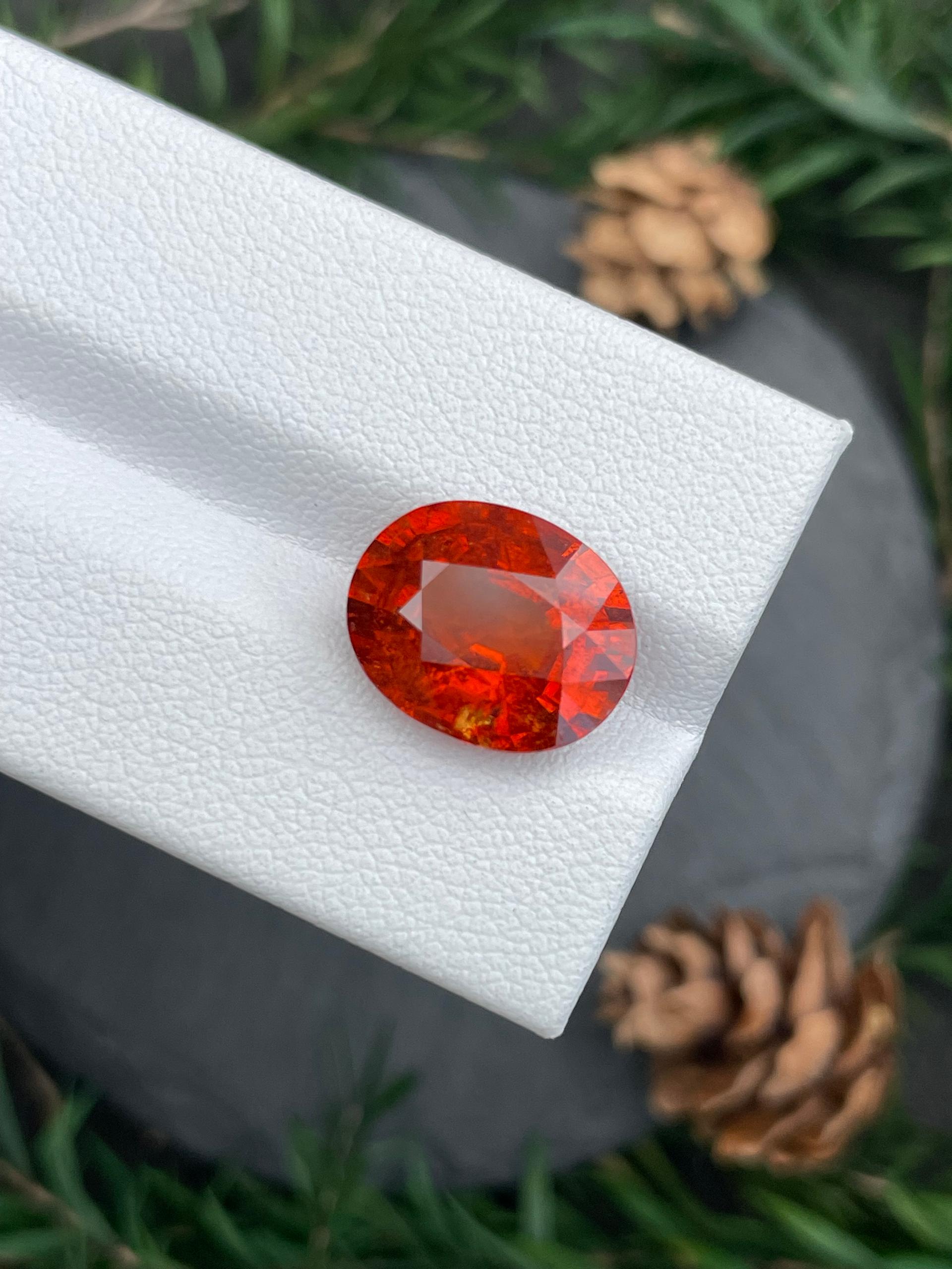 orange spessartite garnet, 9.05ct oval cut — view 6