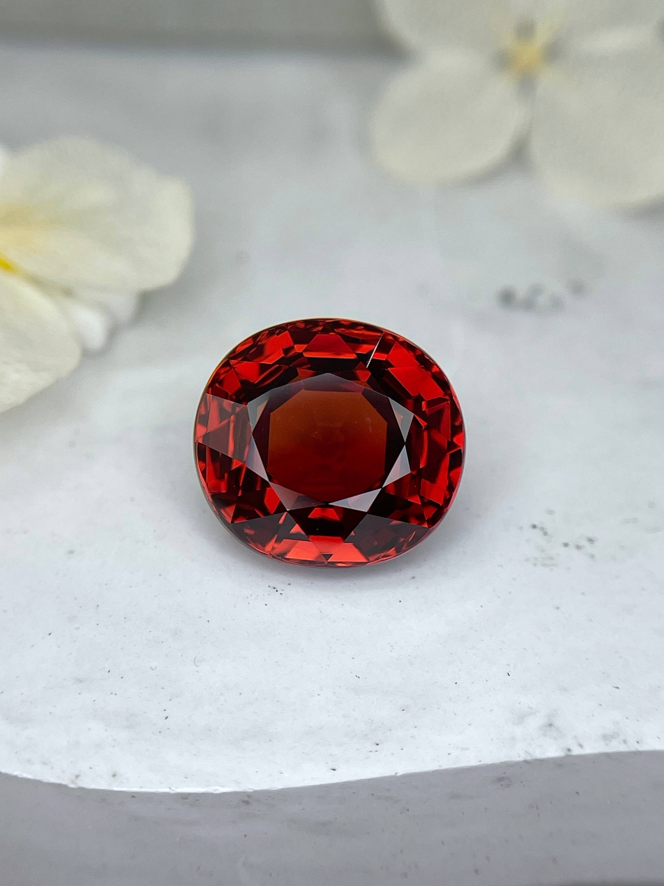 fire orange spessartite garnet, 15.03ct oval cut — view 5