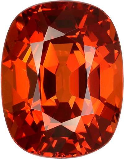 Unknown cut spessartite garnet, 10.44 by 8.1 mm, shown at actual size
