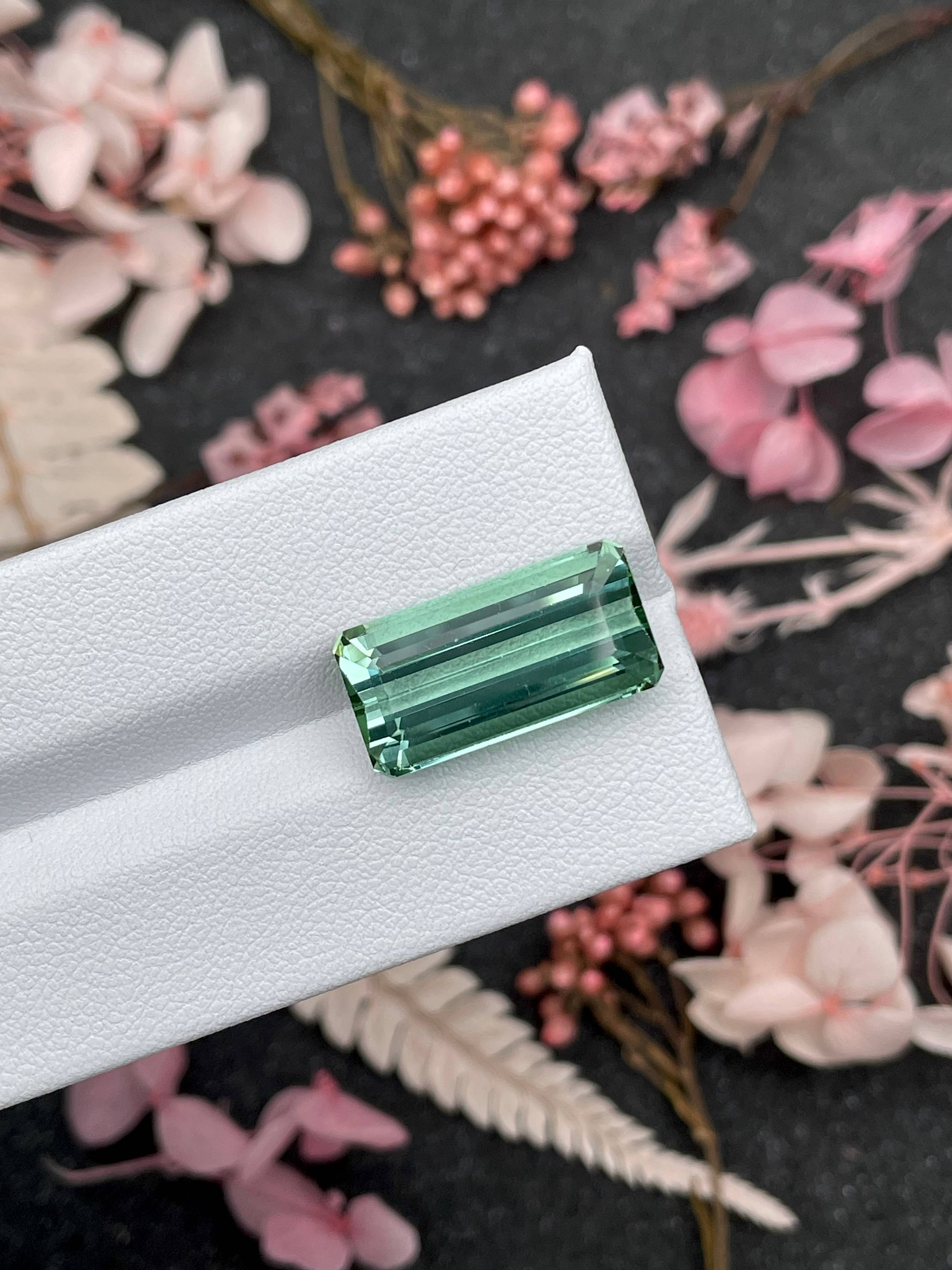 seafoam green green tourmaline, 12.78ct rectangular cut — view 6