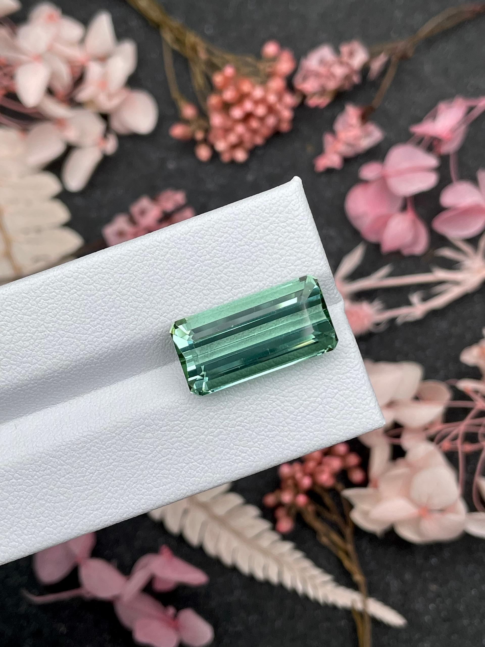 seafoam green green tourmaline, 12.78ct rectangular cut — view 6