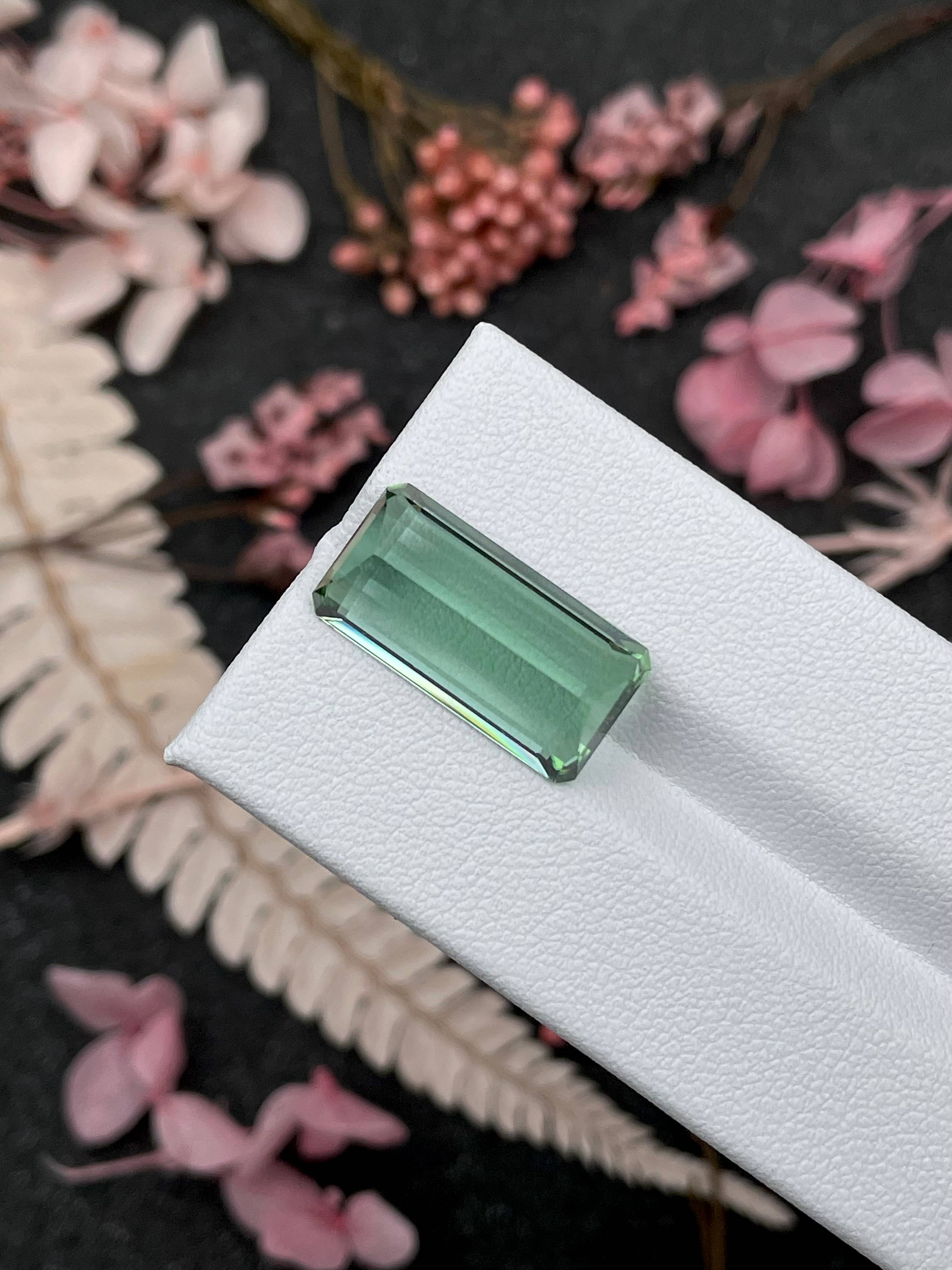 seafoam green green tourmaline, 12.78ct rectangular cut — view 7