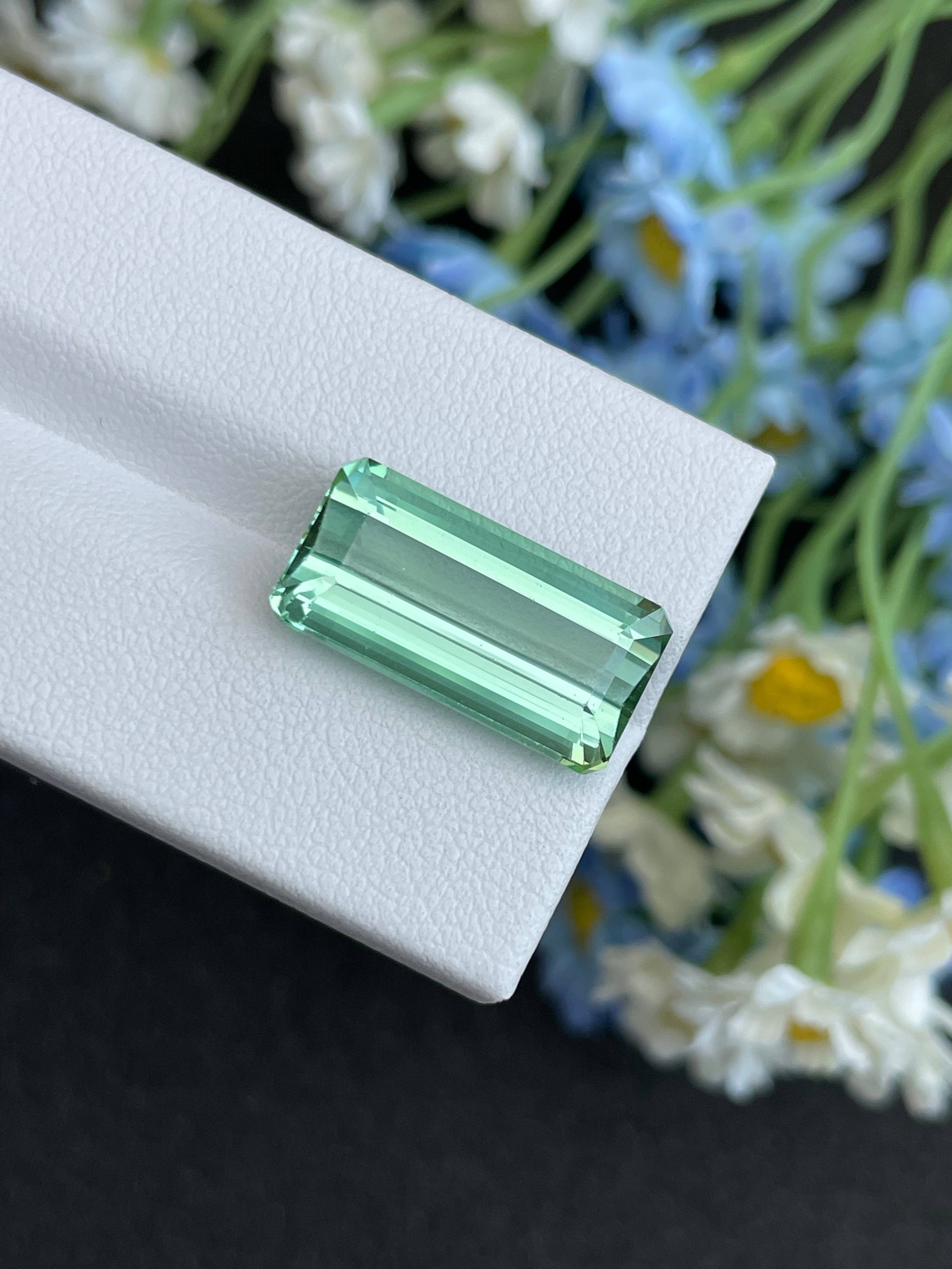 seafoam green green tourmaline, 12.78ct rectangular cut — view 9