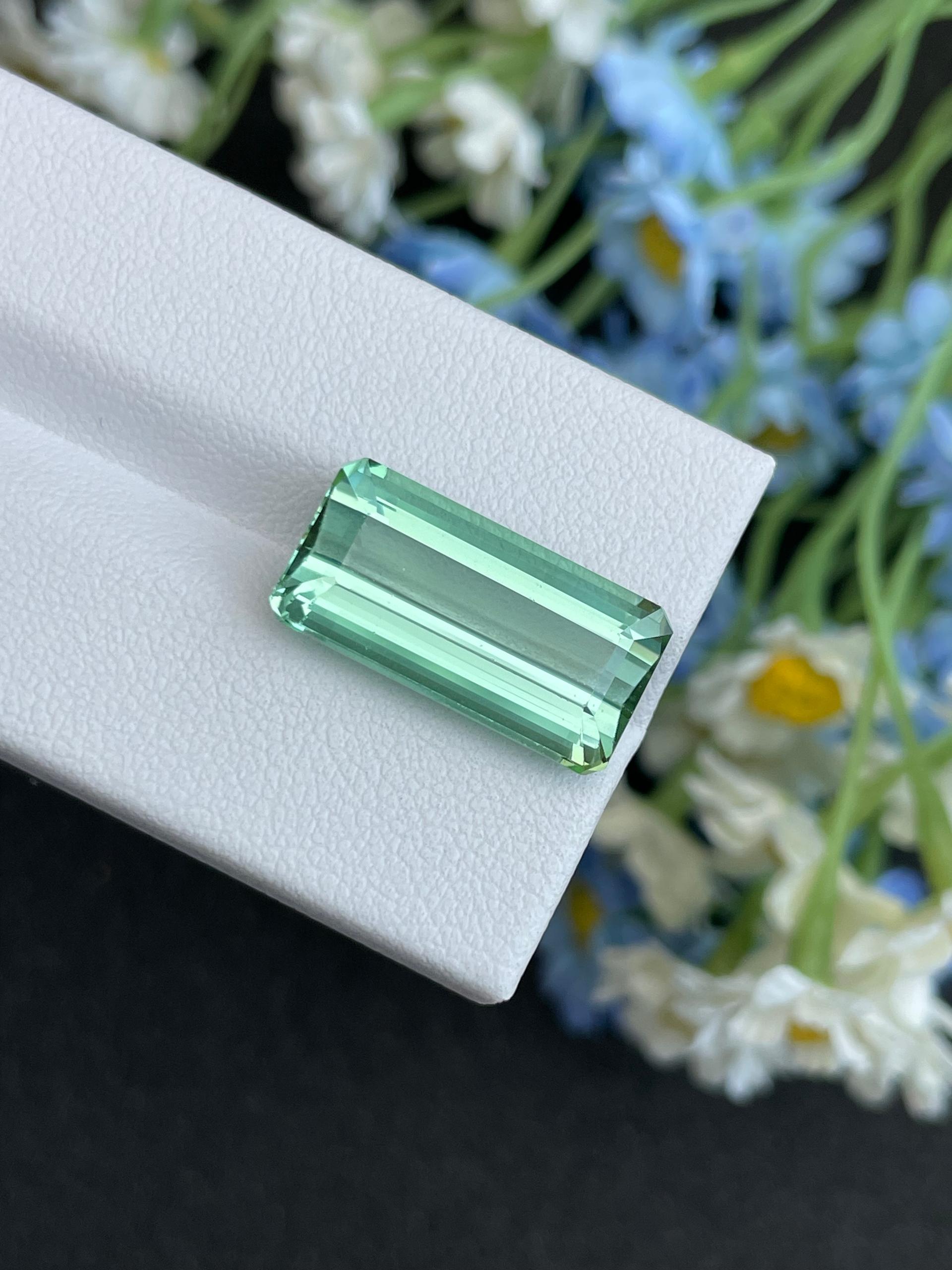 seafoam green green tourmaline, 12.78ct rectangular cut — view 9