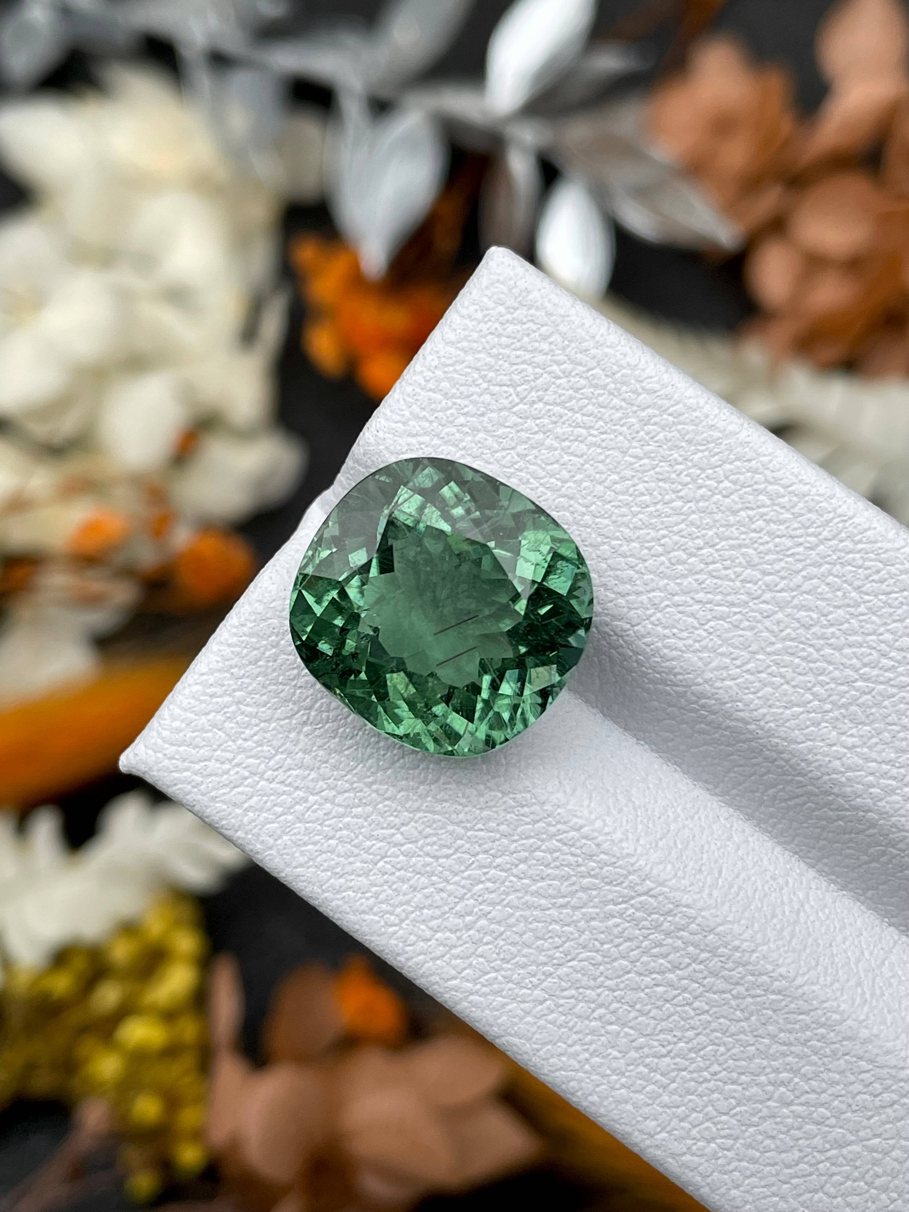 olive green green tourmaline, 10.21ct cushion cut — view 5