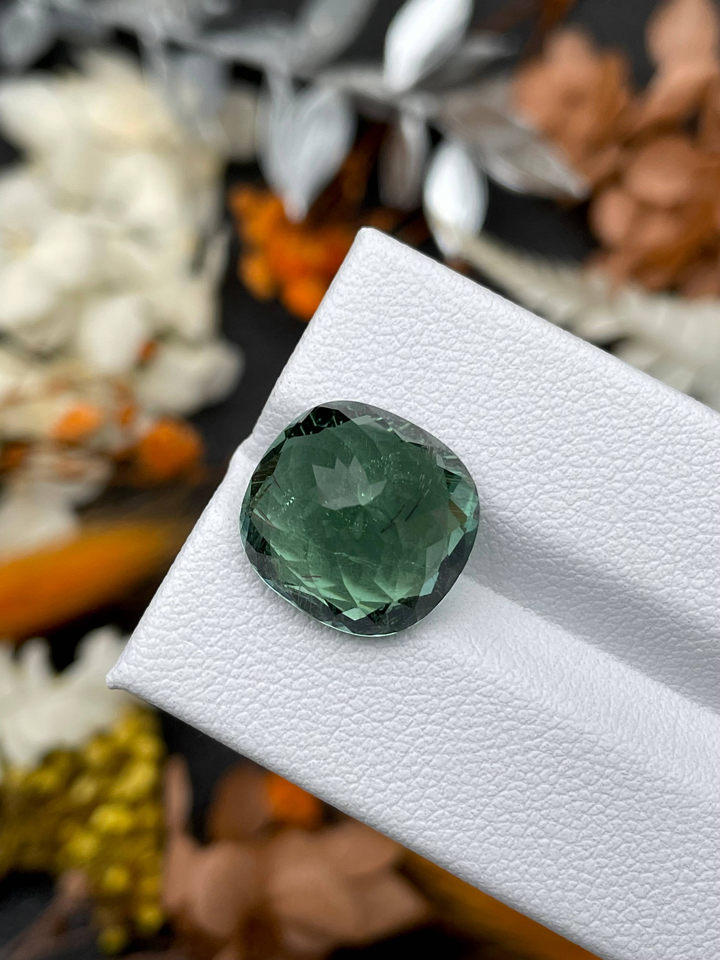 olive green green tourmaline, 10.21ct cushion cut — view 6