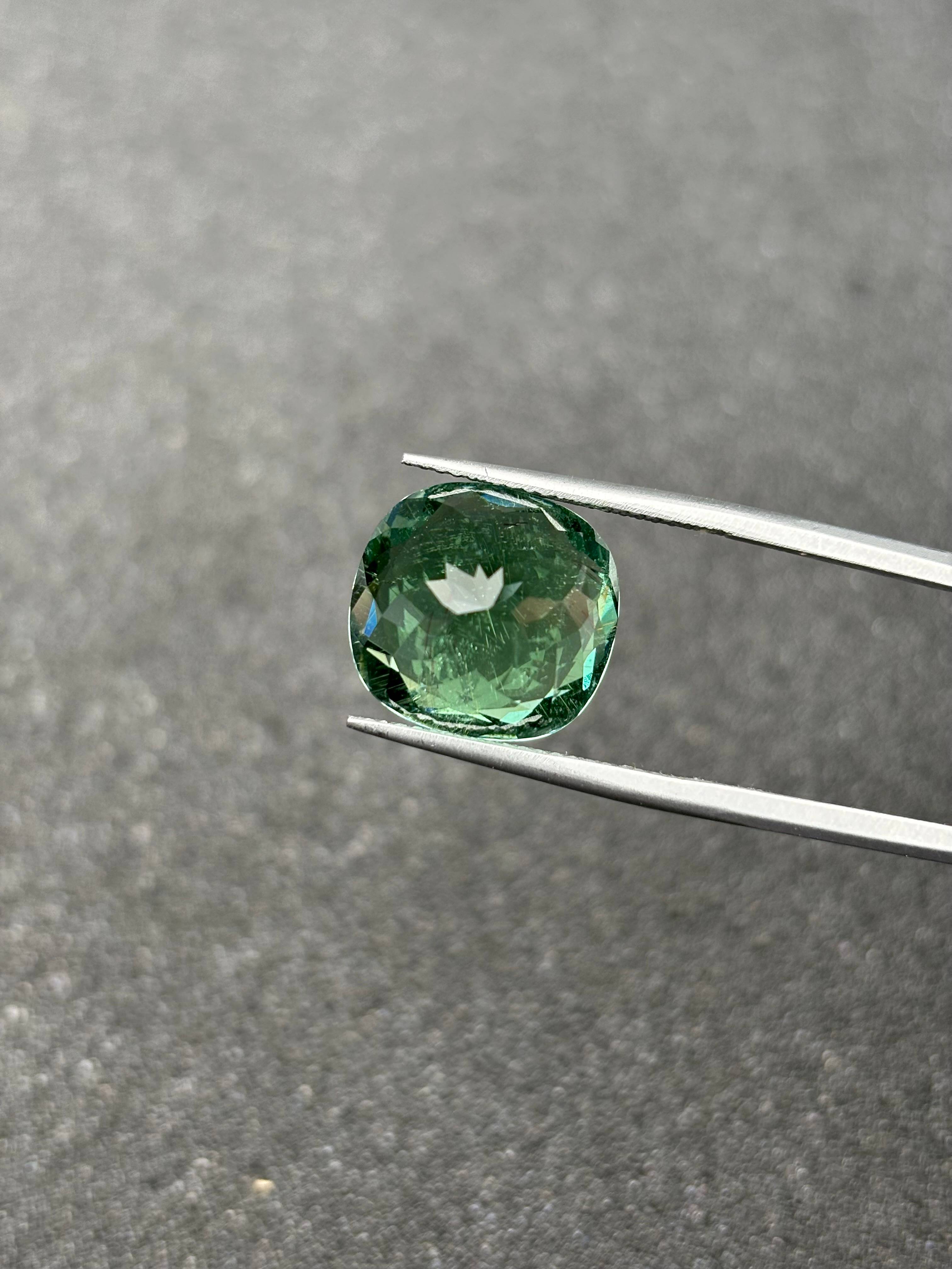 olive green green tourmaline, 10.21ct cushion cut — view 8
