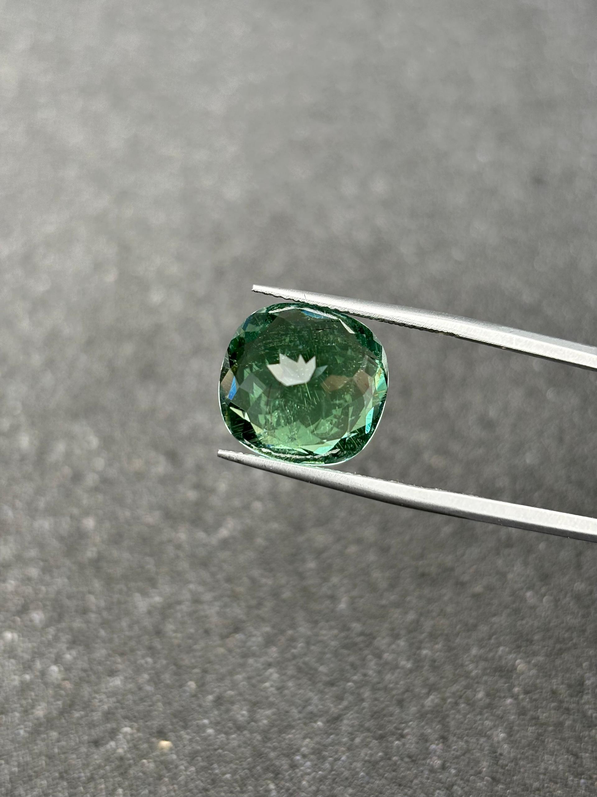 olive green green tourmaline, 10.21ct cushion cut — view 8
