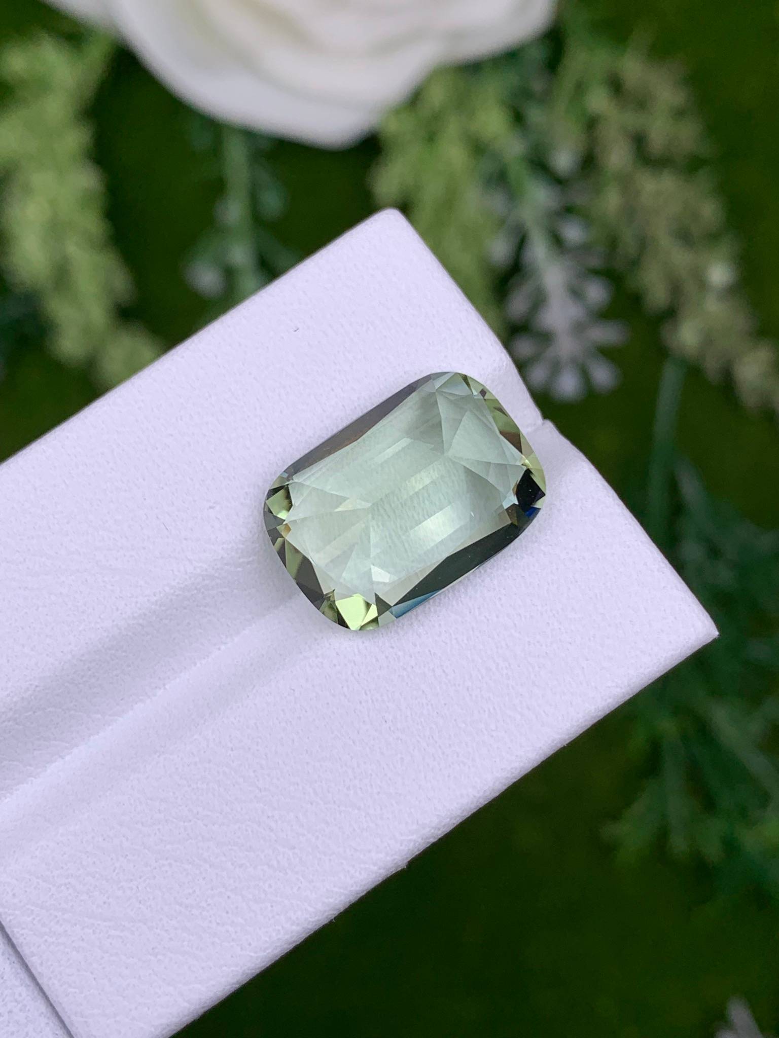 mist green green tourmaline, 9.32ct cushion cut — view 6