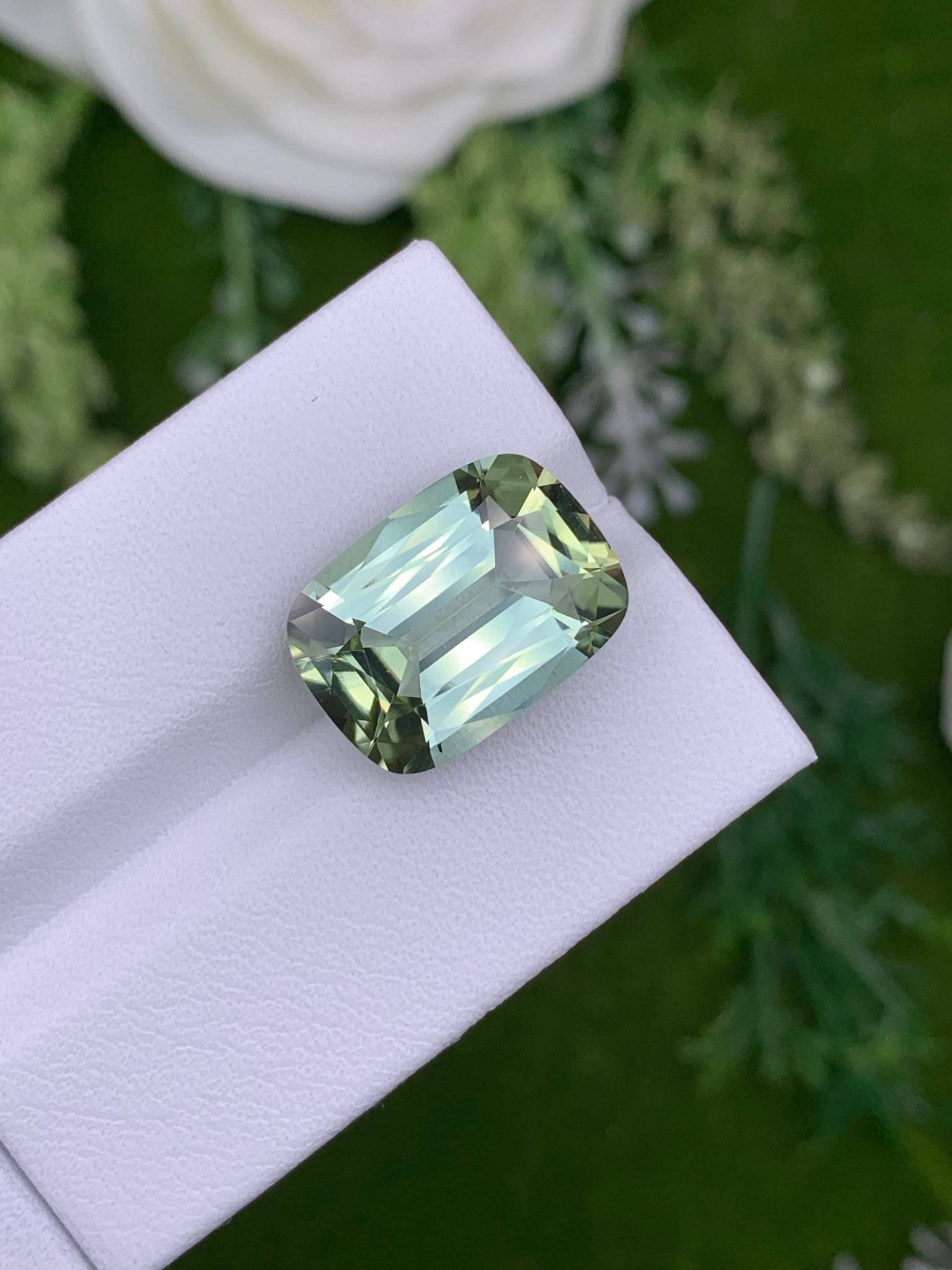 mist green green tourmaline, 9.32ct cushion cut — view 7