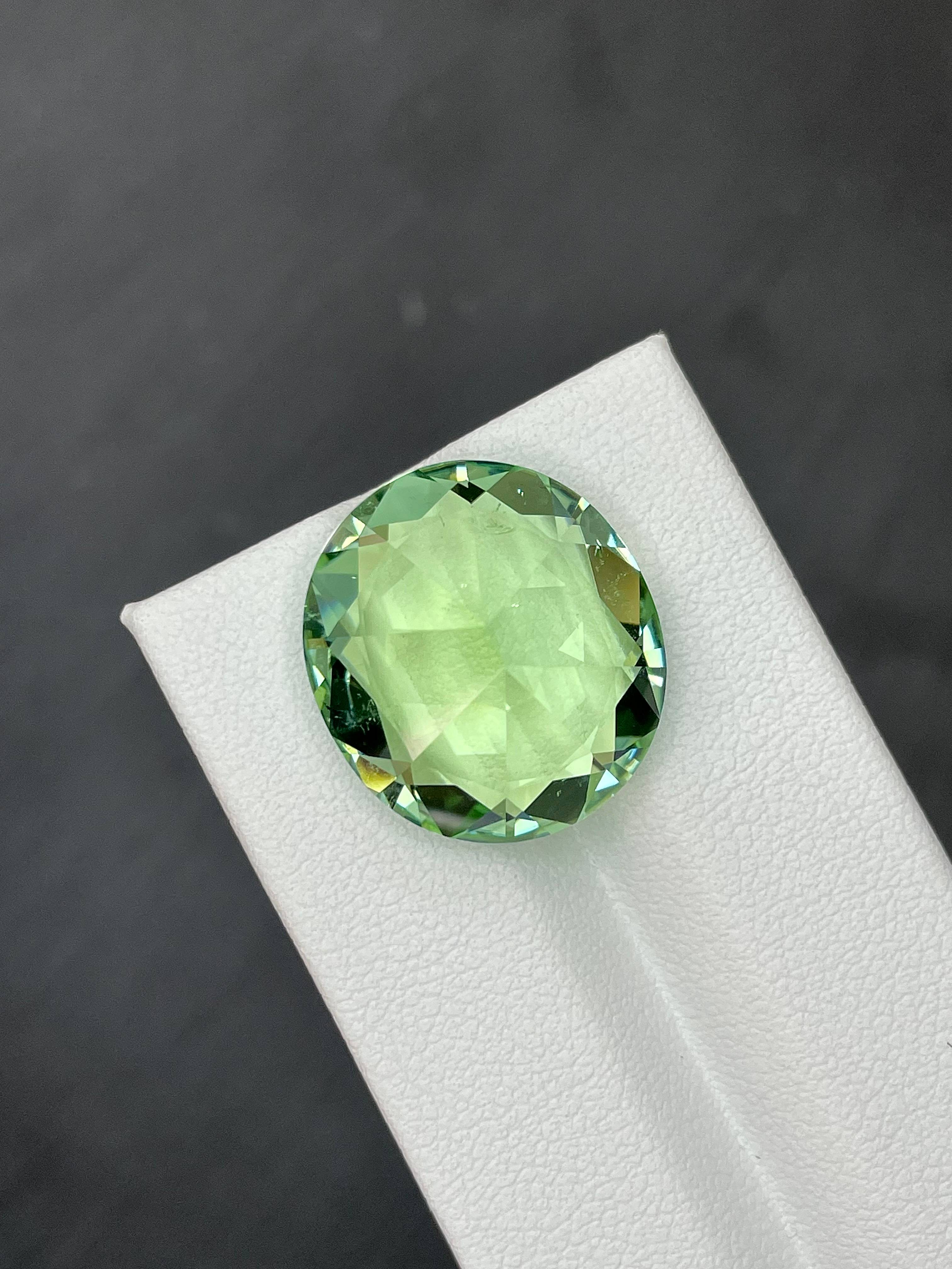pistachio green green tourmaline, 21.91ct oval cut — view 6