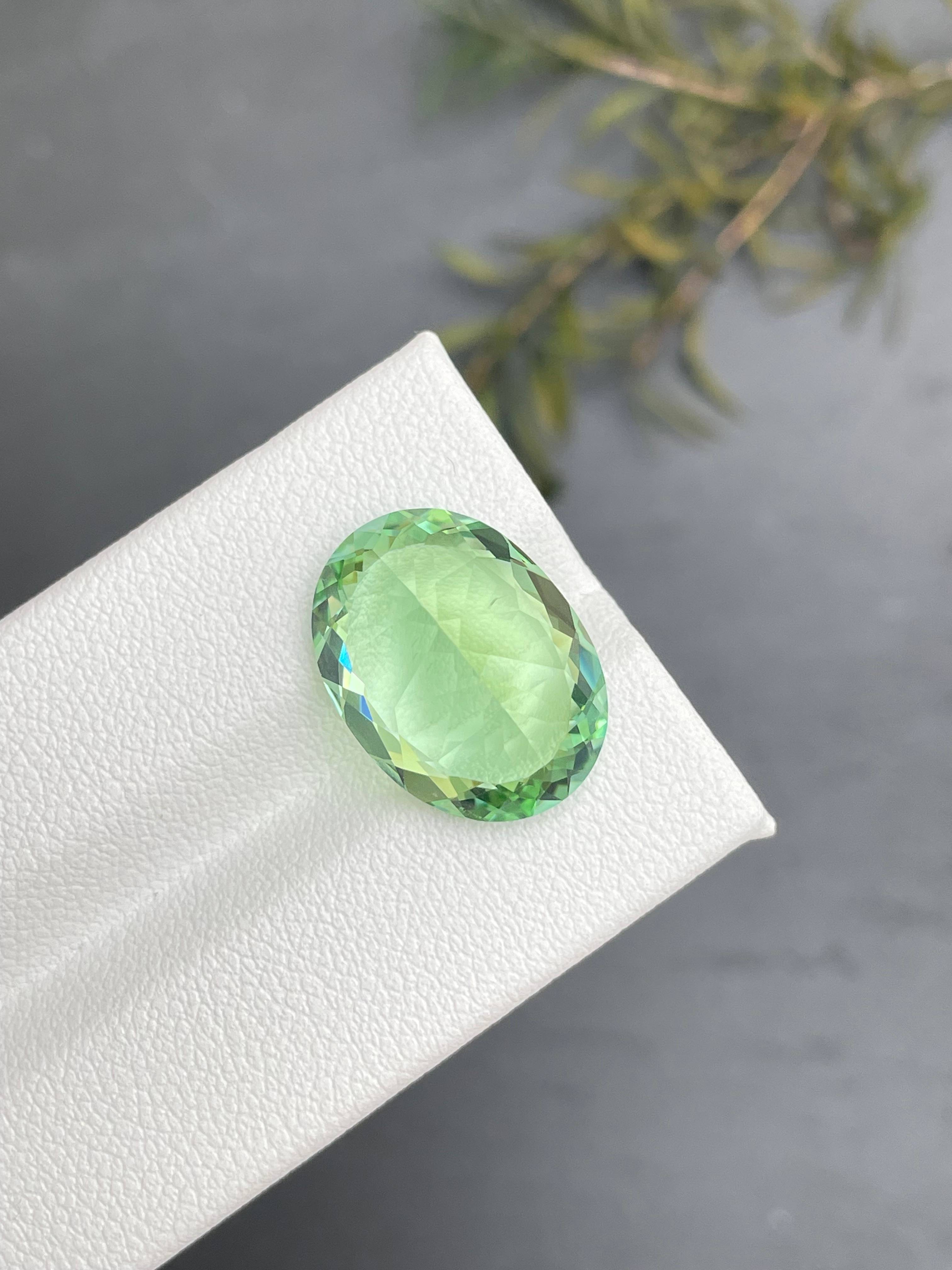 pistachio green green tourmaline, 11.75ct oval cut — view 7