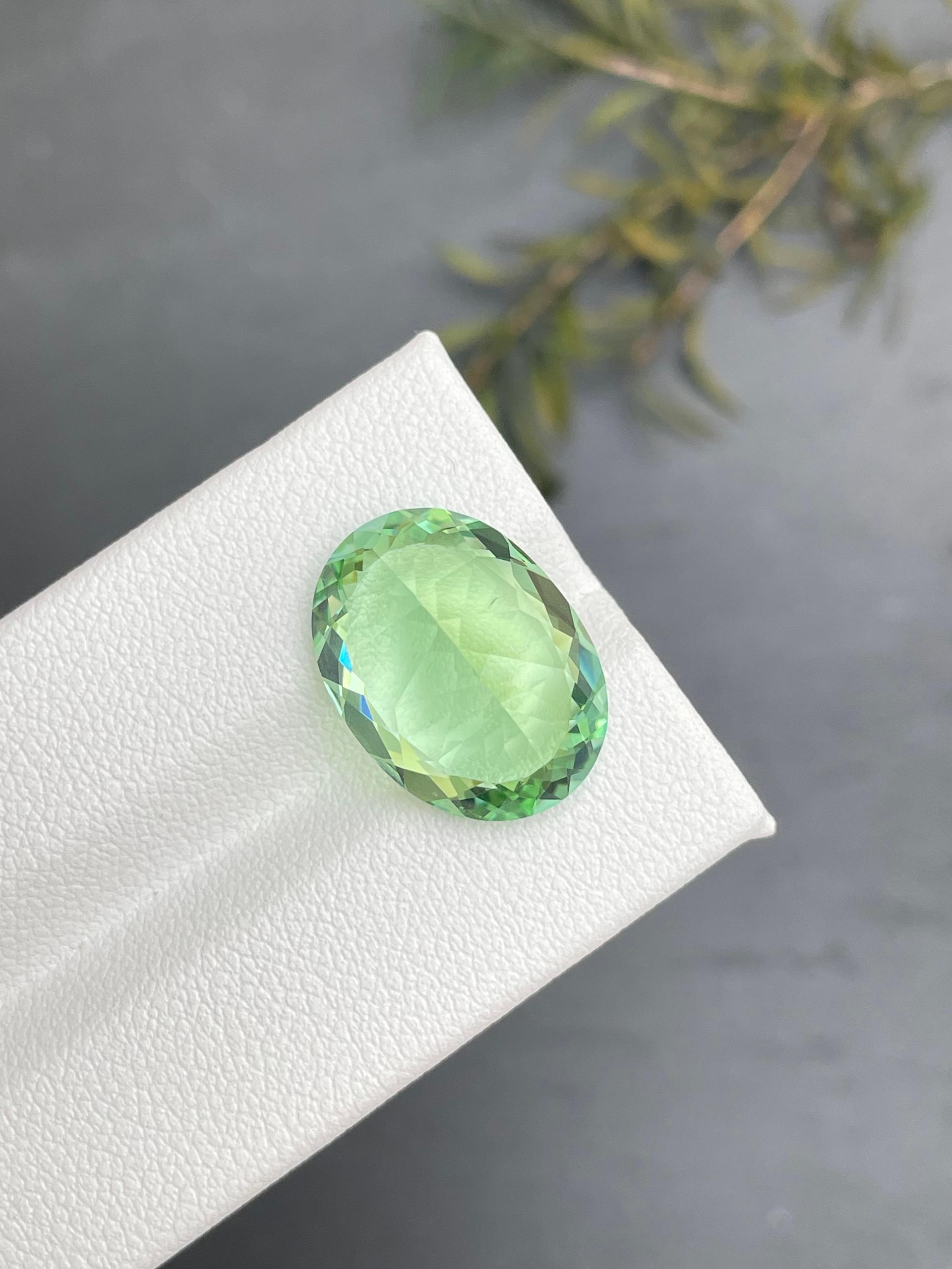 pistachio green green tourmaline, 11.75ct oval cut — view 7