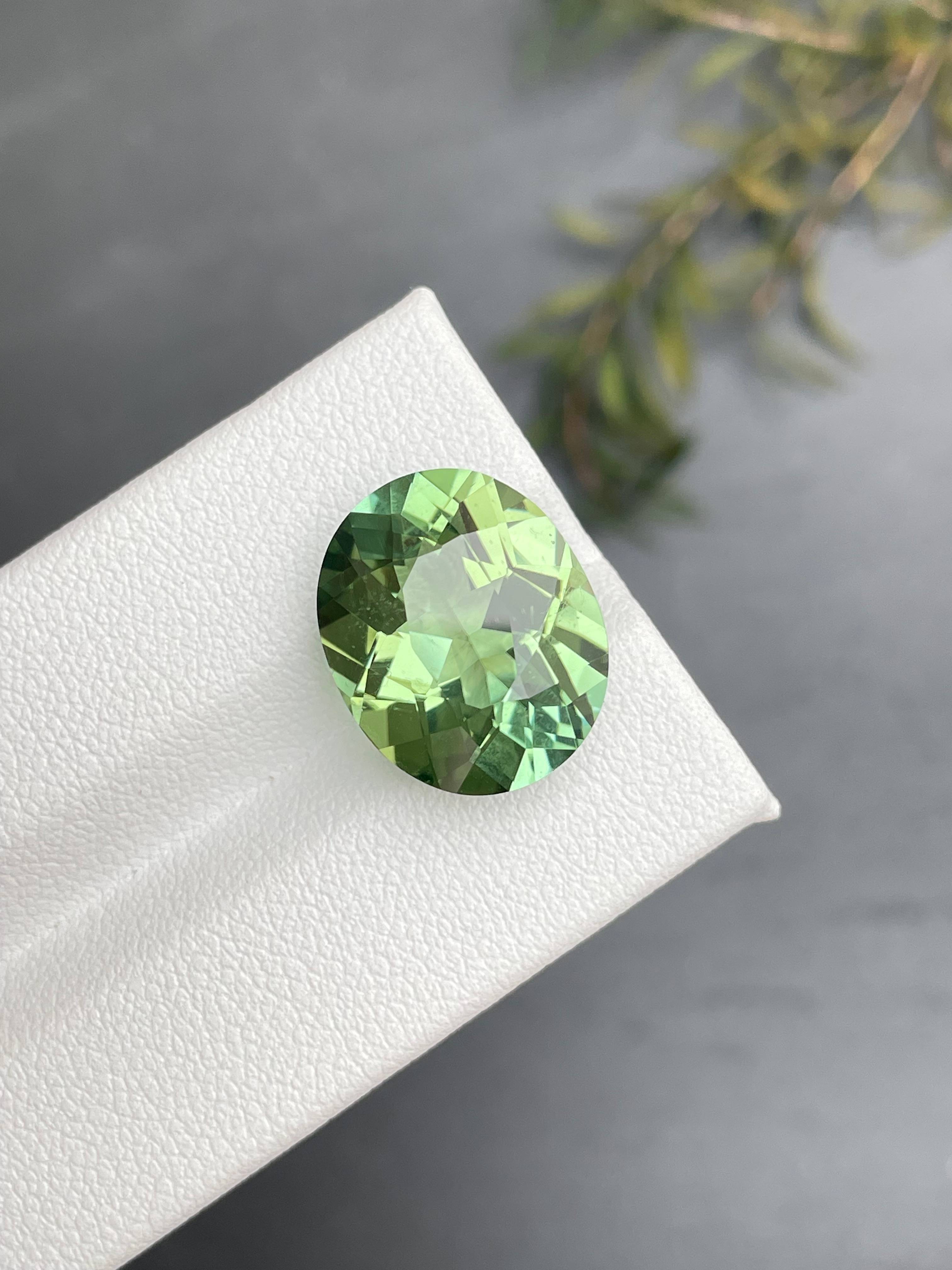 pistachio green green tourmaline, 10.81ct oval cut — view 5