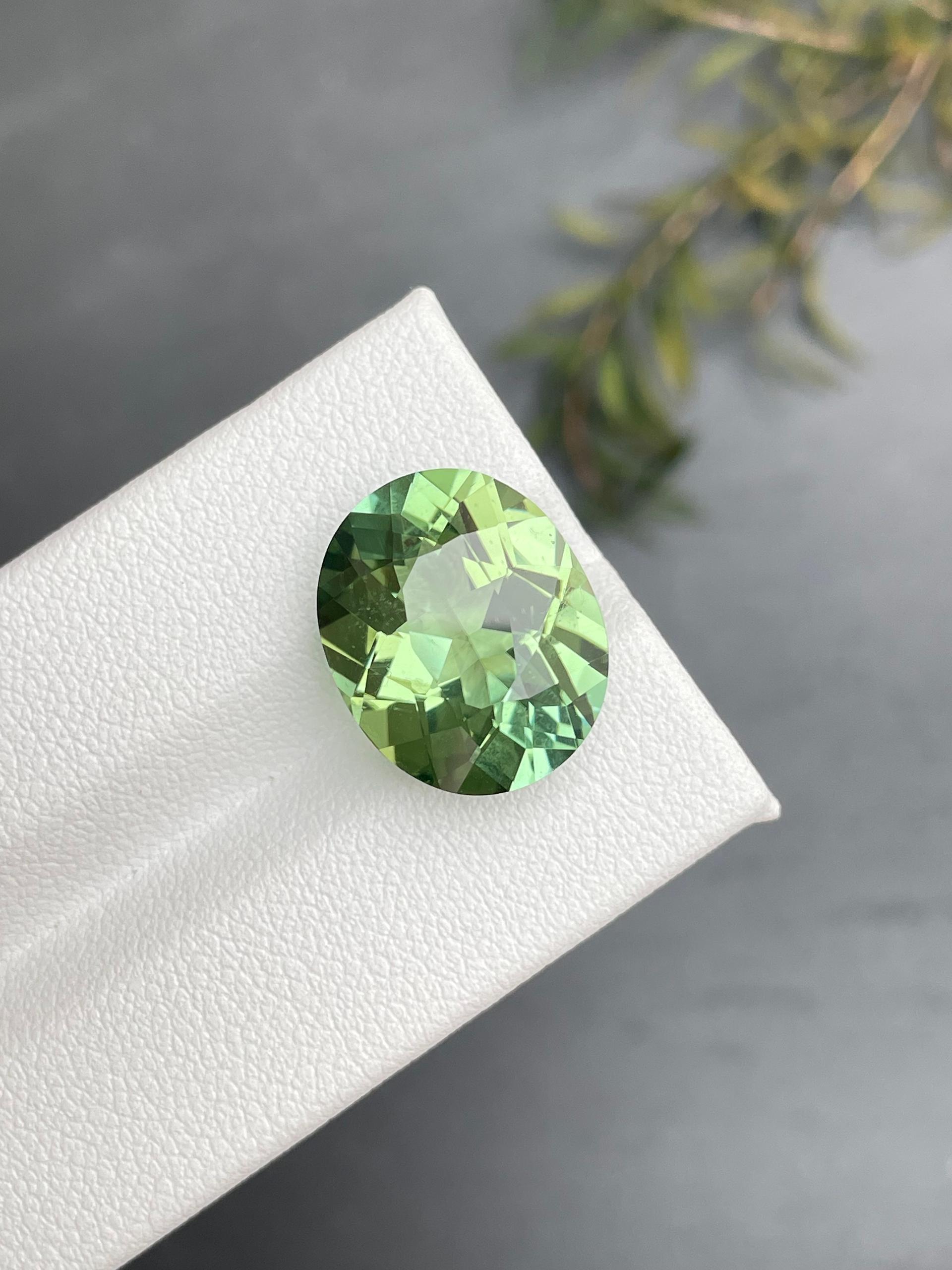 pistachio green green tourmaline, 10.81ct oval cut — view 5