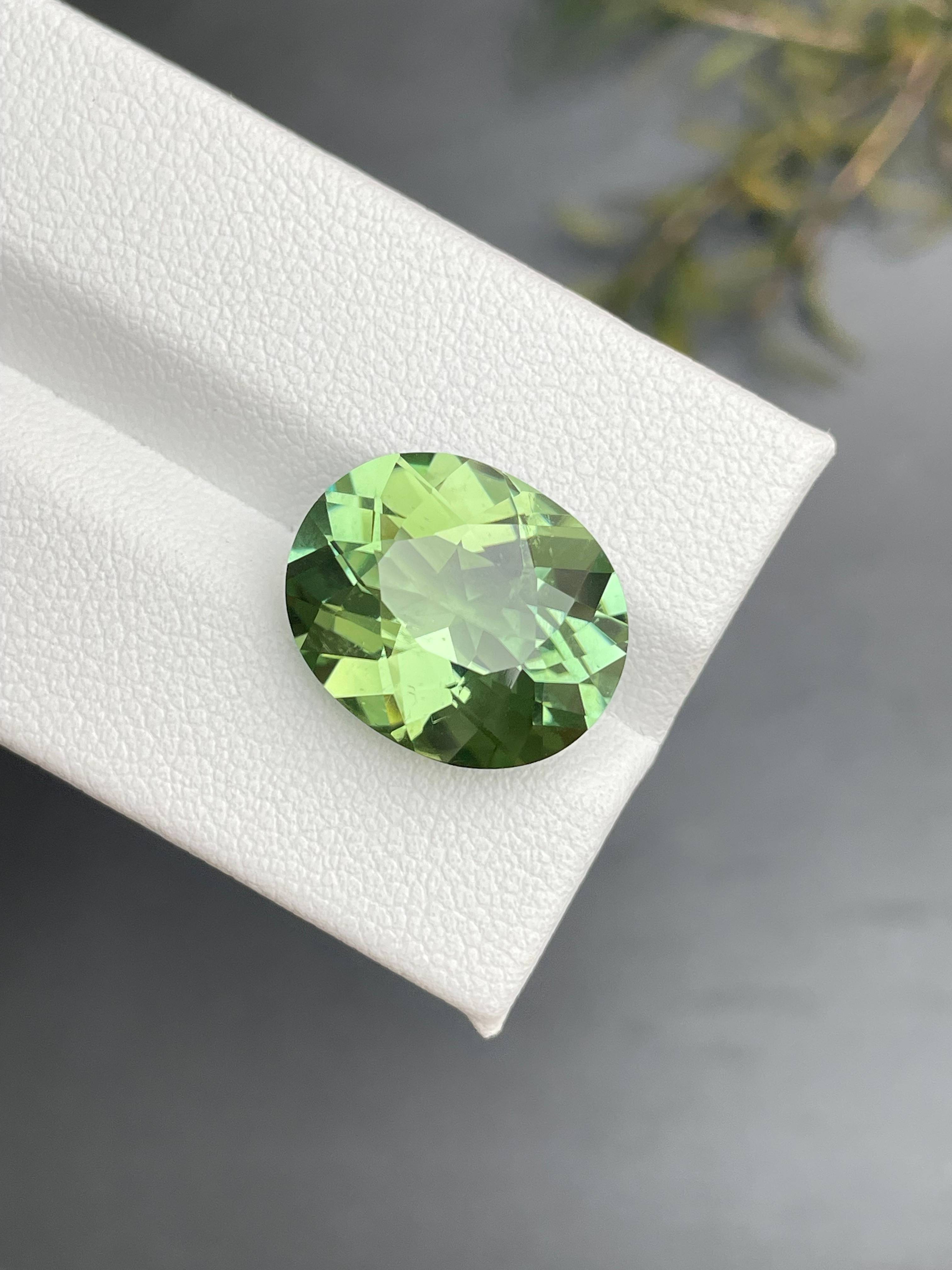 pistachio green green tourmaline, 10.81ct oval cut — view 6